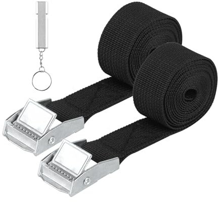 2 Piezas Correa de Amarre, 25 mm x 3.5 M Cinchas de Amarre con Correas Tensoras, Correas de Sujeción de Correas Tensoras con Hebilla para Bicicleta Moto Coche Equipaje Camping, con Silbato