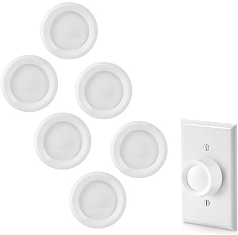 6 PCS RK-WH Rotary Dimmer Knob Replacement for Rotary Dimmer Switch,Fan Control,White（No Back Panel）