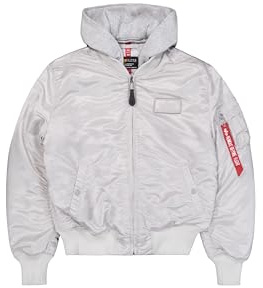 Alpha Industries Herren MA-1 Zip Hood Back Print Bomberjacke, Pastel Grey, L