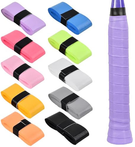 10 piezas Color Cintas de Agarre de Raqueta, Autoadhesivo Antideslizante y Respirable grip raqueta para tenis squash bádminton y tenis de mesa