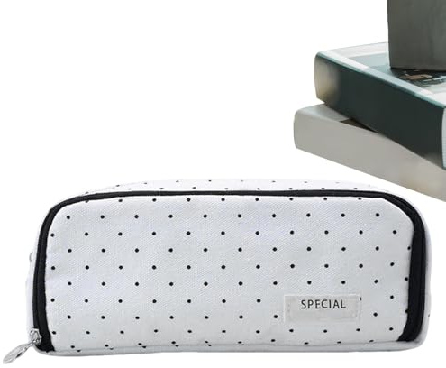 Simple Pencil Case - Large Capacity Soft Make Up Bag and Cosmetic Bag for Pens, Scissors, Rulers, Magazines, Multi-Use Storage for Students, Office, Travel, Scream, Black and White, see
