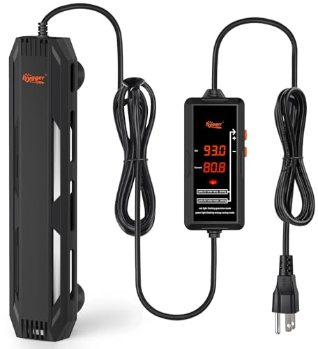 hygger Aquarium Heater, 300W/500W/800W/1000W Submersible Fish Tank Heater with Temperature Controller, Over-Temperature Off-Water Protection Alarm for Saltwater Freshwater (300W, 40-70 Gallon)