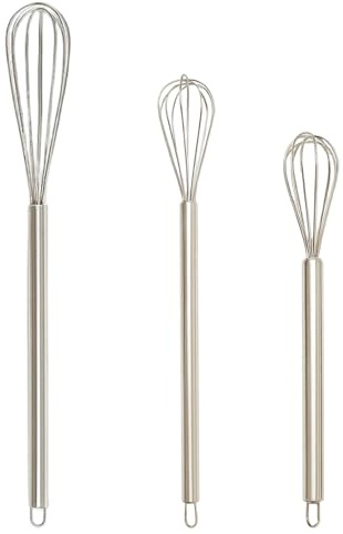 JazRvr Schneebesen Edelstahl, Mini Schneebesen, Schneebesens Klein, 3-teiliges Set mit 7 Zoll, 9 Zolls und 11 Zoll Schneebesens für Backen und Kochen