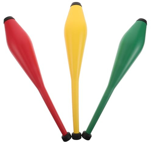 HONITANO 3pcs Juggling Club Pins for Adults and Lightweight Circus Training Sticks with Bright Red Yellow Green Colors for Skill Development Outdoor and Indoor Performance Props