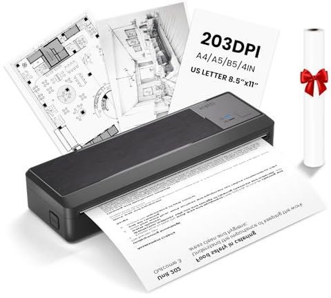 vretti P83 Impresora Portátil A4 Impresora Térmica Portátil A5 para Viaje Conexión Bluetooth para Smartphones Compatible con Android/iOS, Impresora de Viaje para el Hogar Aprendizaje