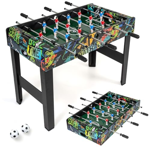 COSTWAY Mesa de Futbolín, 2 en 1 Mesa de Juegos con Patas Desmontables, Fulbolines Interior con 2 Pelotas y Marcadores, para Niños, Adolescentes y Adultos, Ideal para Hogar, Oficina, Bar