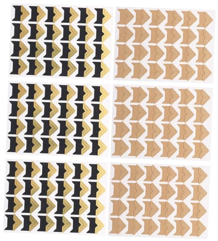 PACKOVE Pegatinas Adhesivas para Esquinas de Fotos DIY 6 Hojas 144 Unidades en Dorado y Color Kraft, Protectores para Álbumes y Scrapbooking, Rincones para Montaje de Fotografías