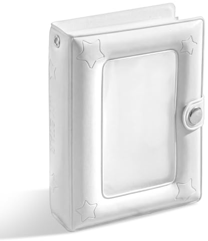 Mini Photocard Binder White Photo Card Holder Hollow PU Leather Cover with 20 Pockets Double-sided Storage Small Photo Album for Small Card Photos (Inner Pages 9.4 x 6.6 cm, Outer Frame 11 x 8.8cm)