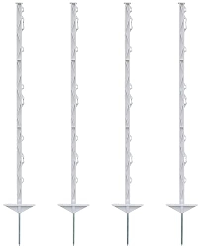 VOSS.farming 60x Farm 105 Weidezaunpfähle, Zaunpfosten, 8 Ösen für Litze, Seil, Band, Doppeltritt, verzinkter Stahlnagel, Höhe 105cm, weiß