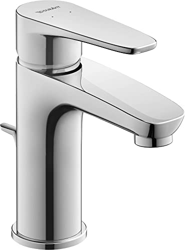 Duravit B.1 Waschtischarmatur, Größe S (Auslauf Höhe 96 mm), Wasserhahn Bad mit Zugstangen-Ablaufgarnitur, Waschbecken Armatur mit Keramikkartusche, Chrom