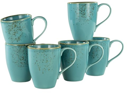 Creatable 30 cl, Water, 22043, Serie Nature Collection, 6-teiliges Geschirrset, Kaffeebecher aus Steinzeug, spülmaschinen-und mikrowellengeeignet, Qualitätsproduktion, 300 milliliters, wasserblau