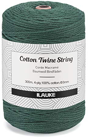 3mm X 300 M Corda In Macramè Naturale Corda Di Cotone Intrecciata Decorazione Da Parete Corda Macramè Filo Macramè Per Tessitura Acchiappasogni Decorazione Da Parete Regalo Decorativo Bricolage,verde