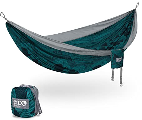 Eno Eagles Nest Outfitters DoubleNest Print Lightweight Camping Hammock, 1 to 2 Person, Mountains to Sea/Grey,One Size,DNP340