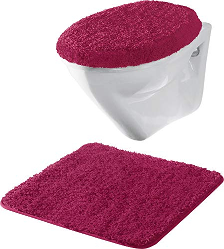 Erwin Müller Hänge-WC-Set 2-TLG. Rhodos Uni, WC-Vorlage, WC-Deckelbezug rutschhemmend Fuchsia Größe - ultraweich, extrem saugfähig, flusenarm