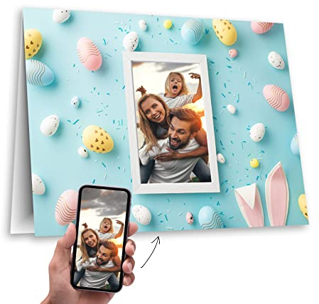 codiarts. Tarjeta de Pascua personalizada con tu foto, tarjeta plegable XL, DIN A4 con sobre de Pascua, tarjeta de felicitación (huevos de Pascua 02)