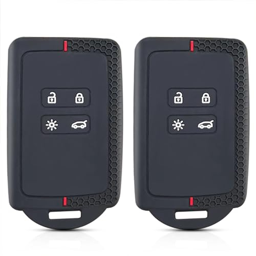 2PCS Juttzzei Renault Car Key Cover for Renault Clio Megane Koleos Kadjar Kangoo Twingo Talisman Captur Espace Dacia Duster Key Fob Cover, TPU Silicone Renault Clio Key Cover - 4 bottons(Red-line)
