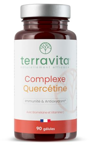 COMPLEXE QUERCÉTINE | Allergies et Immunité | 600 mg issus de Sophora Japonica | Avec Bromélaïne et Vitamine C | Flavonoïdes Antioxydants Haute Biodisponibilité | 90 Gélules Made in France | Terravita