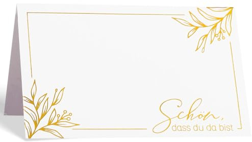 50 Stück Hochzeit Tischkarten Schön dass du da bist 85x55 mm Tischdekoration Namenskarten zum selbst Beschriften Platzkarten für Hochzeit Geburtstag Konfirmation Kommunion Taufe Feier