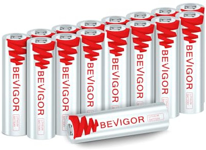 BEVIGOR Lithium Batteries AA Size 16 Pack 1.5V Longer Lasting Double A Battery for Security Alarm System, Remote Controlled Vehicle Batteries【Non-Rechargeable】