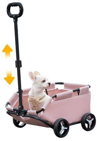 Transportador de gatos con ruedas para mascotas, carrito plegable ligero de 4 ruedas para cachorros, perros pequeños, gatos, carrito plegable ligero