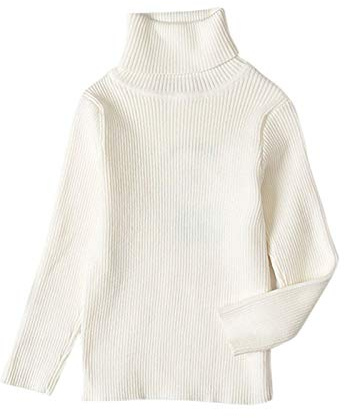 Jersey Cuello Alto Niños Niñas, Acanalado Suéter Top, Tortuga Cuello Vuelto, Suéter Grueso de Invierno, Prendas de Punto de Manga Larga, Jerseys Cálido de Color Sólido, Jerseys Elástico
