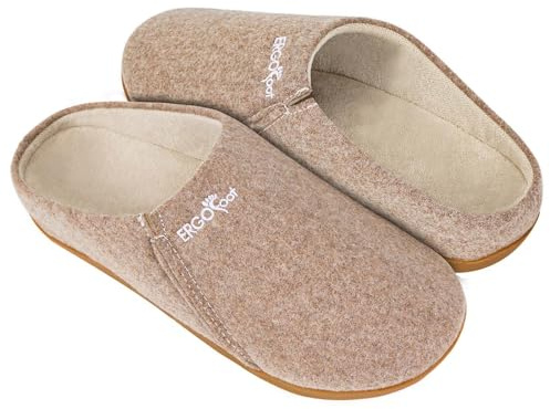 ERGOfoot Wool Orthopedic Slippers for Women Men, Arch Support | Orthotic Clogs, House Slippers, Non-Slip, Breathable, Warm Felt Upper, for Plantar Fasciitis, Flat Feet, for Indoor Outdoor