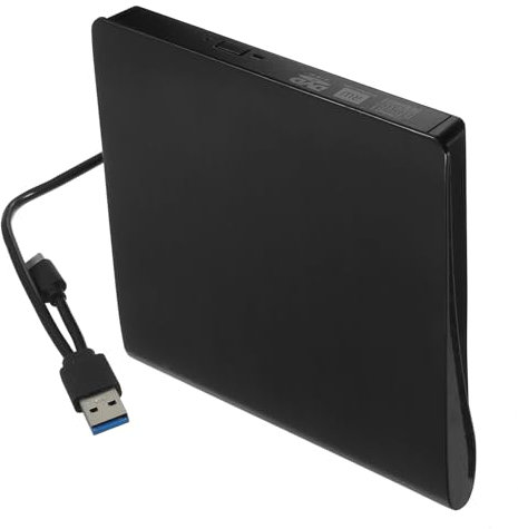 KONTONTY Unidad Óptica Externa USB 3.0 y Tipo-c, Grabadora y Reproductor DVD Portátil para Pc, Compatible Múltiples Formatos, Color Negro, Diseño Compacto Necesidad De Controladores