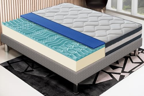 materassi e doghe - Materasso Memory Foam | Alto 25 cm | Sfoderabile | Memory Gel Rinfrescante 9 Zone di supporto| Ortopedico | 100% Made in Italy (Piazza e Mezza, 120x190 cm)