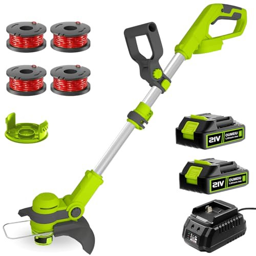 Rasentrimmer mit Akku für Makita Rasentrimmer, 21V Elektrischer Rasentrimmer mit 2.0Ah Batterie und Ladegerät, 2-in-1Rasentrimmer/Freischneider(30 cm Schnittbreite Faden, Wird mit 4 Spulen geliefert)