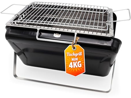 Rin & Rut Tragbarer Holzkohlegrill klappbar – Koffer-Design mit Belüftung