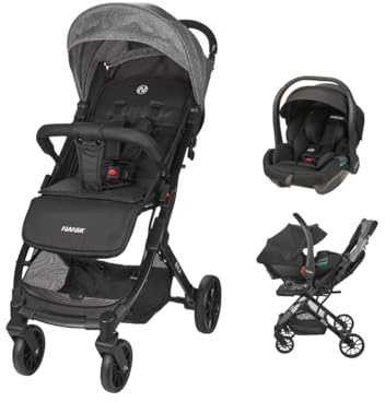 Nania Myla - Cochecito combinado 2 en 1 compacto y ligero para 0 a 4 años (22 kg max.) con asiento de coche Rimini, 40-87 cm (0-13 kg), protección lateral con confort