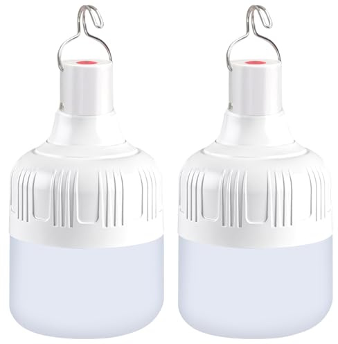 2PCS Lampada Campeggio, USB (Type-C) Ricaricabile LED Lampada da Campeggio, 3 Modalità di Illuminazione, Lampada Emergenza Portatile Luce da Tenda Impermeabile per Giardino Terrazza Esterno Pesca