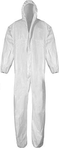 normani 1-10 Stück Einweg Schutzanzug Overall aus Polypropylen mit Kapuze und Reißverschluss [Gr. M-XXXL] Farbe 1 Stück Größe XL
