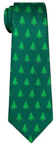 Retreez Corbata de Navidad microfibra de Patrón de Árbol de Navidad de Navidad para niño 8-10 años - Verde