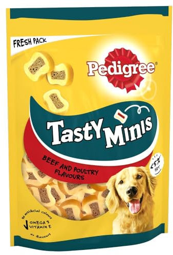 PEDIGREE TASTY MINIS Adult Dog Treats Beef & Poultry Chewy Slices 155g - Pack of 8