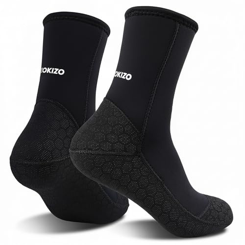 Dizokizo Neoprene Socks,3mm Sand Beach Volleyball Water Socks Thermal Anti-Slip Dive & Swim Sock for Women Men Snorkel Surfing Kayaking and Other Outdoor Water Sports(M)