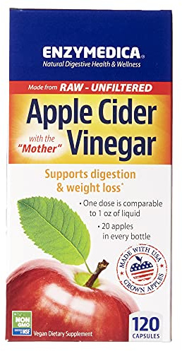 Enzymedica, Apple Cider Vinegar, Digestive Support Enzymes Supplement, 120 Capsules, Vegan, Gluten-Free, Soy-Free, Non-GMO