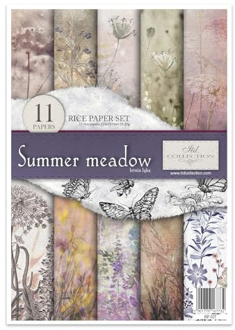 ITD Collection - Reispapier Kreativset A4 Decoupage Rice Paper Sheet 29,7 x 21 cm Serviettentechnik Mehrfarben (Summer Meadow, RP007)