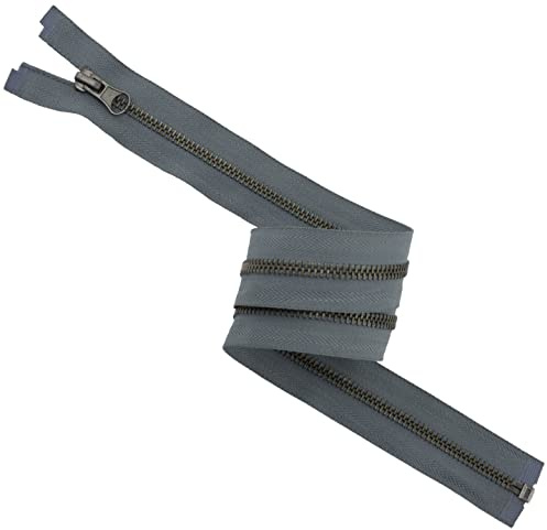 Aerzetix - C61544 - Cerniera Lampo N°5 separabile 55cm in Metallo Vintage - tiretto Decorativo - Colore Grigio Piombo - cursore pelletteria Cucito Gonna Jeans merceria