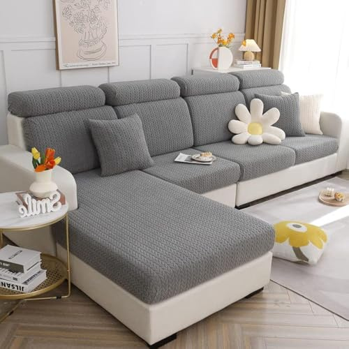Topchances Soft Stretch Sofa Seat Cushion Covers (Grey, 1 Seater/1PC)