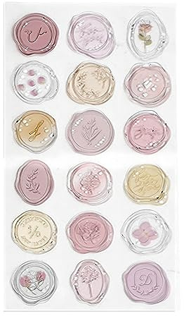 PAITOK 18 autocollants de cachet de cire et d'enveloppe, points adhésifs pour cadeaux de fête, invitations et mariage (Rose)