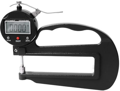 Medidor de Espesor, Medidor de Espesor Digital 0,01 Mm/0,0005 0-12,7 Mm/0,5 Micrómetro Electrónico Preciso Medidor de Espesor con Almacenamiento en Pantalla LCD, Espesor