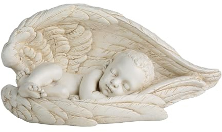 ShineOnAngel Sleeping Baby Statue with Angel Wings, Guardian Angel Wings Catholic Gift for Baby Baptism or Showers