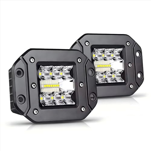 WELLIT Led Arbeitsscheinwerfer 12v 24v,2 x 5 Zoll Led Scheinwerfer Flush Mount Spot Pods Würfel Zusatzscheinwerfer Offroad Beleuchtung für Traktor Auto SUV Bager