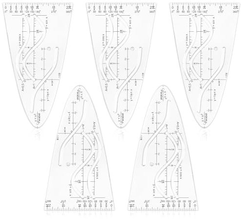 Giantree 5 Stück Parabelschablone Mathe, Multifunktionales Kurvenschablone Parabel Lineal Normalparabel Schablone Geometrie Lineal Mathematisches Bruchsicher Mathegeometrieset Parabel Schablone(5)