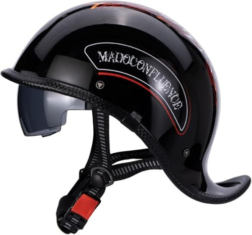 GKCEGHKS Motocicleta Casco Casco Media Cara Retro Medio Casco Scooter Casco Jet de Media Concha Vintage Cascos Bicicleta Confortable ECE Homologado para Hombres y Mujeres Adultos