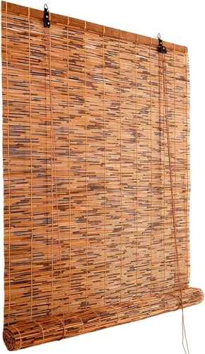 Estor de bambú 100 x 220 cm (ancho x alto), protección visual y protección solar, para ventana, puerta, balcón y jardín, estor de bambú hecho a mano de caña con ajuste de cuerda para salón