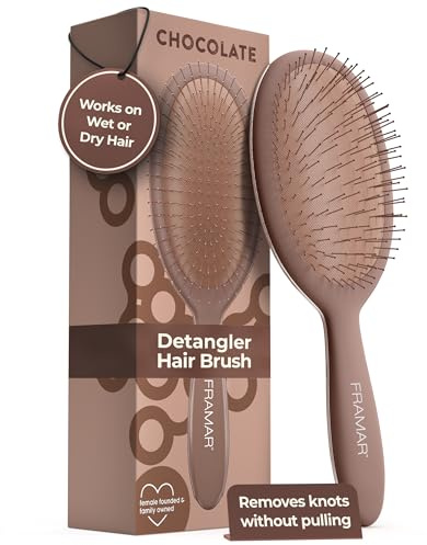 FRAMAR Hair Brush Detangler – Wet Detangle Hair Brush For Girls & Kids, Wet Detangler Brush – Chocolate