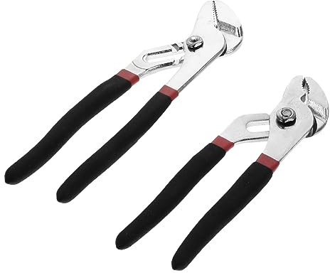 LOORGVEL Lot de 2 Pinces de Plomberie en Acier Noir, Poignée Antidérapante, Joint à Rainure et Languette, pour Réparations Domestiques