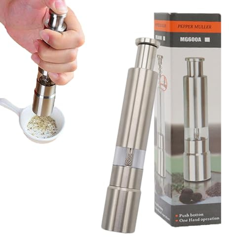 Eabdice Molino de Especias de Acero Inoxidable, Molinillo de sal y pimienta de acero inoxidable, Apto para Myristica, Condimentos